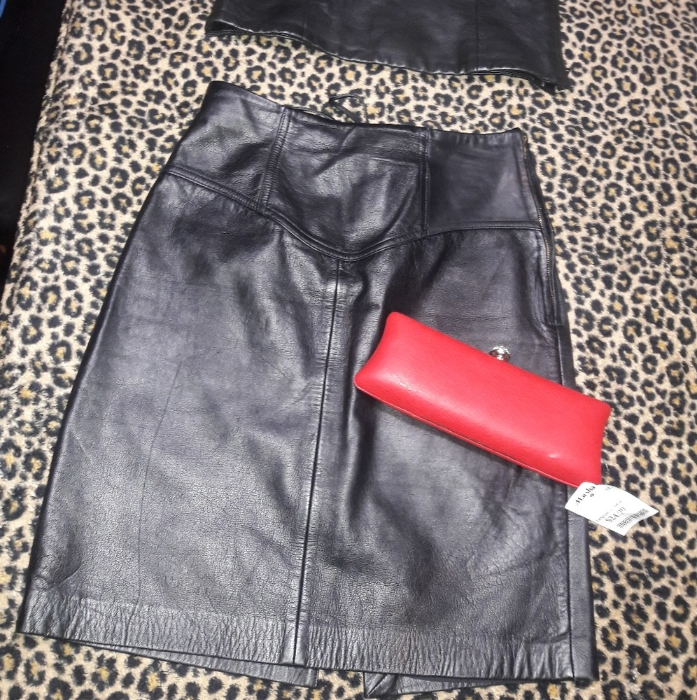 Express Black100% Geniune  Leather Skirt